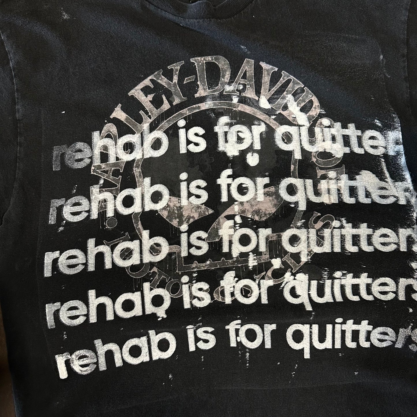 HARLEY SKULL REHAB IS FOR QUITTERS TEE