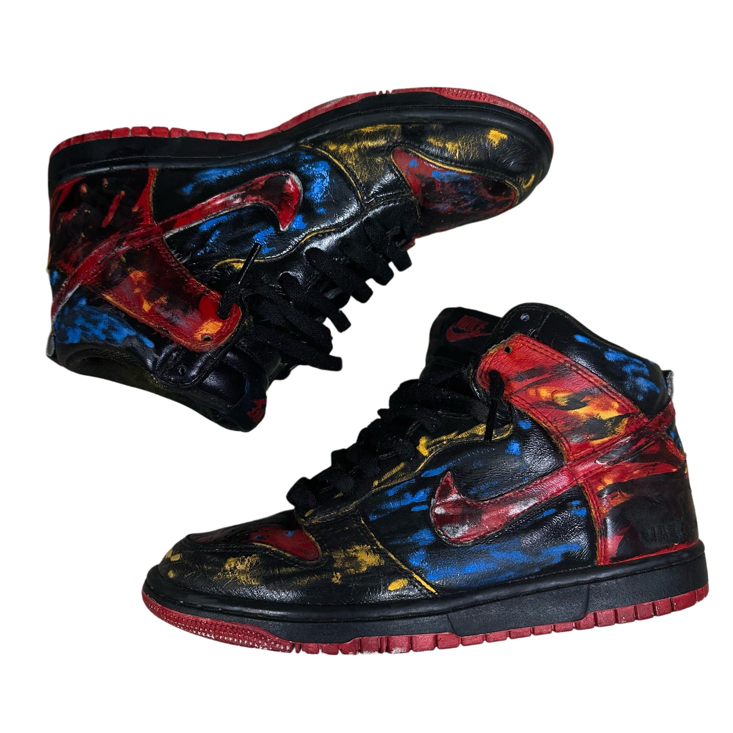 DISTRESSED WORN OUT PAINTED HIGH TOP SHOES