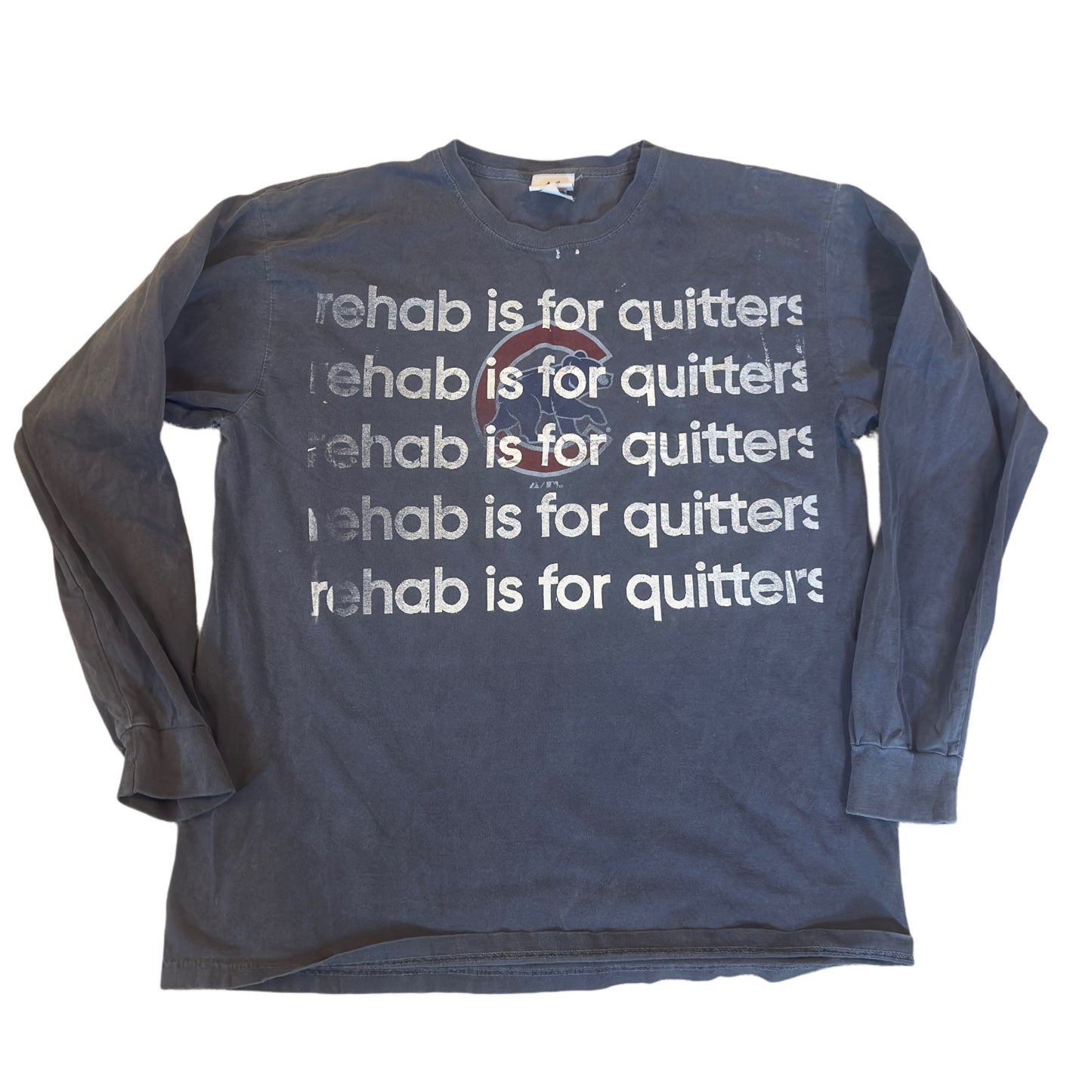 CUBS LONG SLEEVE REHAB IS FOR QUITTERS TEE