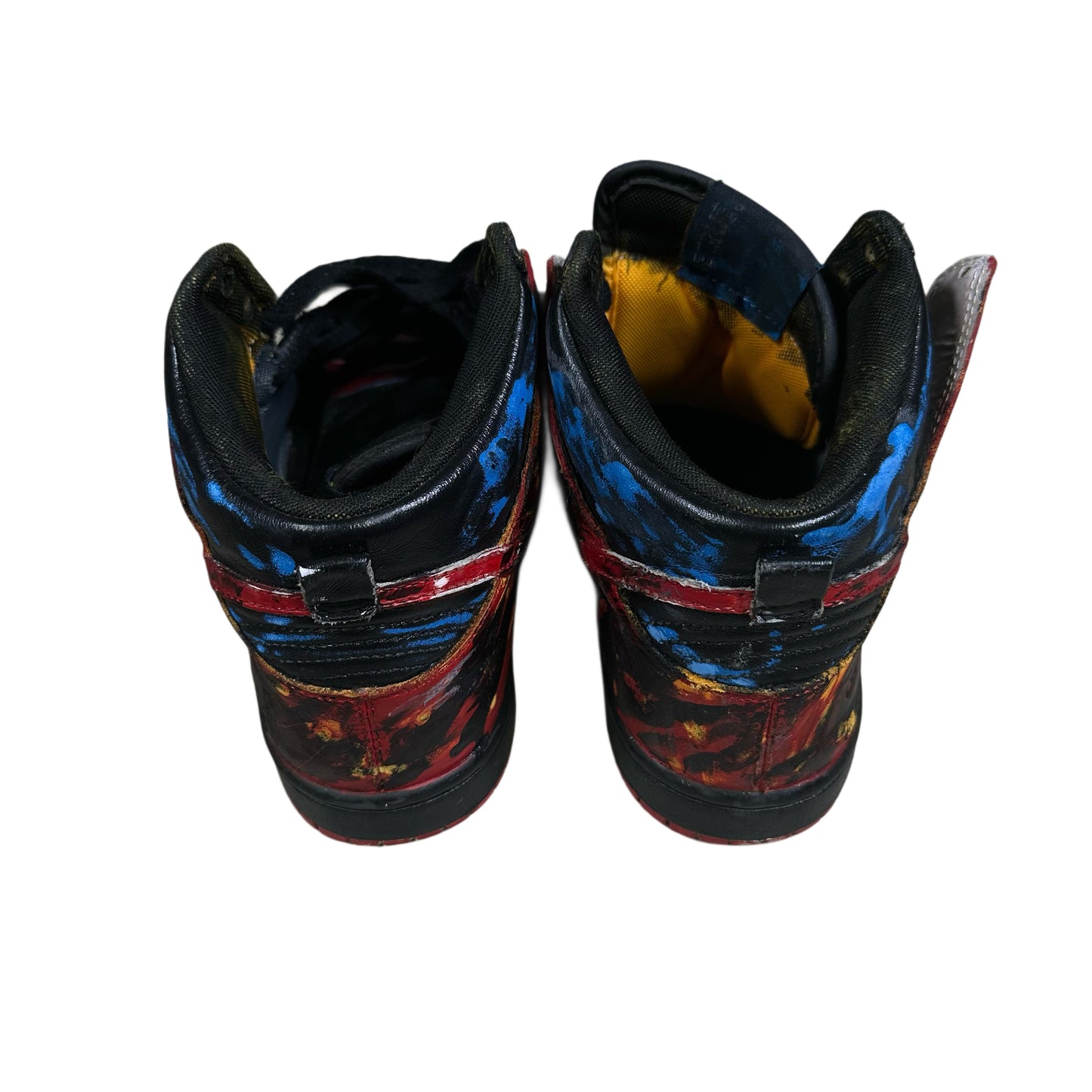 DISTRESSED WORN OUT PAINTED HIGH TOP SHOES