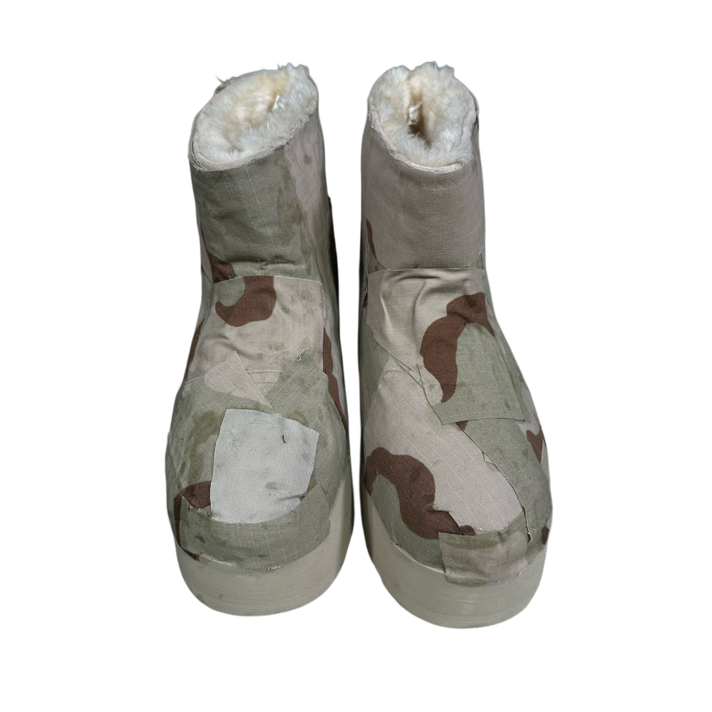 LIGHT CAMO PATCHWORK SLIP ON PLATFORM SHOES