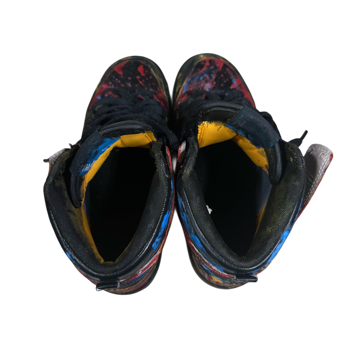 DISTRESSED WORN OUT PAINTED HIGH TOP SHOES