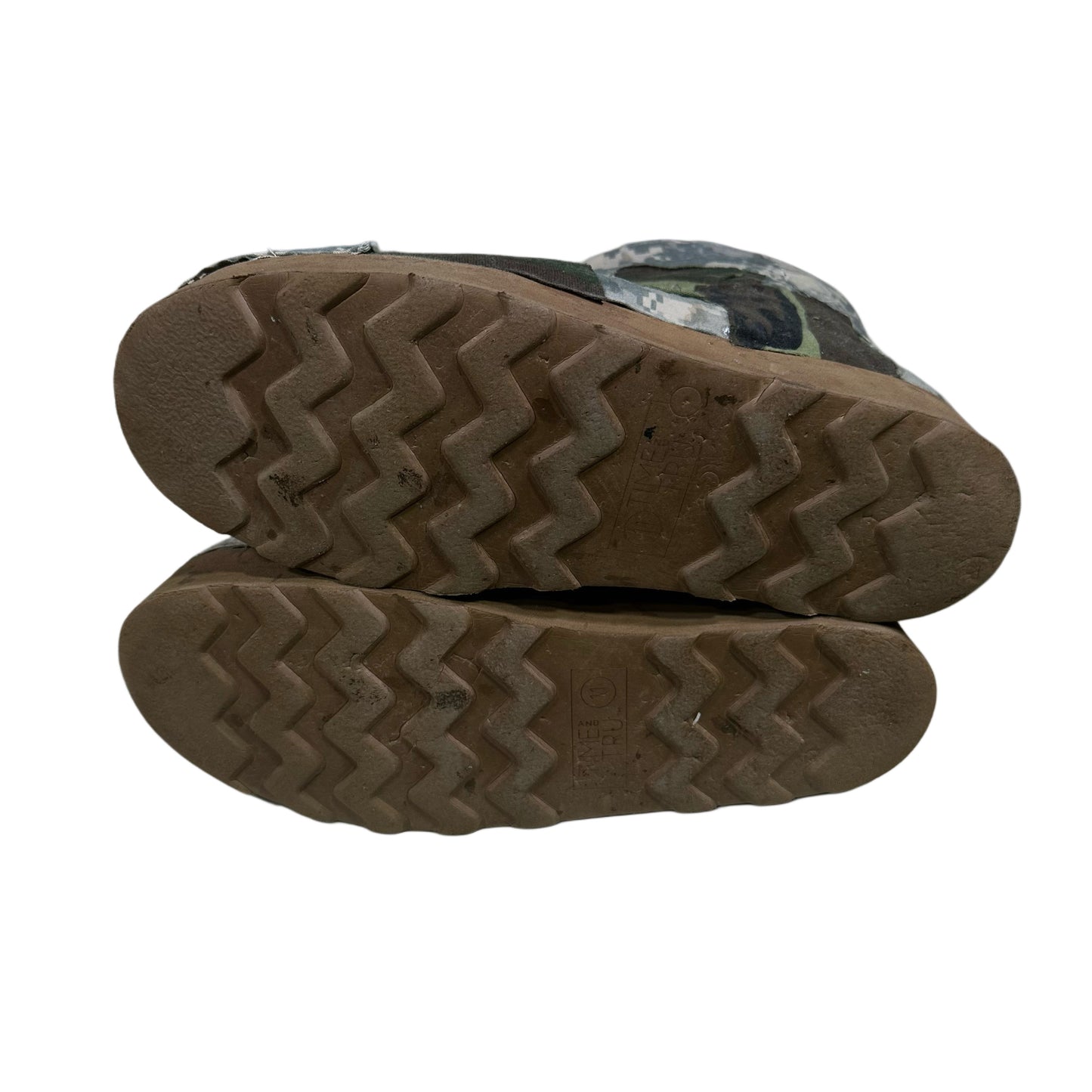 MULTI CAMO PATCHWORK TAN PLATFORM SLIP ONS
