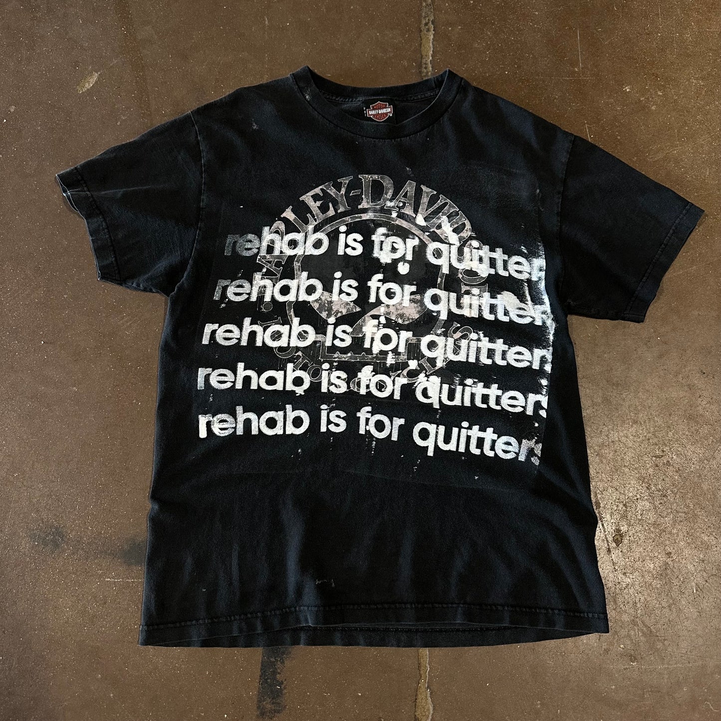 HARLEY SKULL REHAB IS FOR QUITTERS TEE