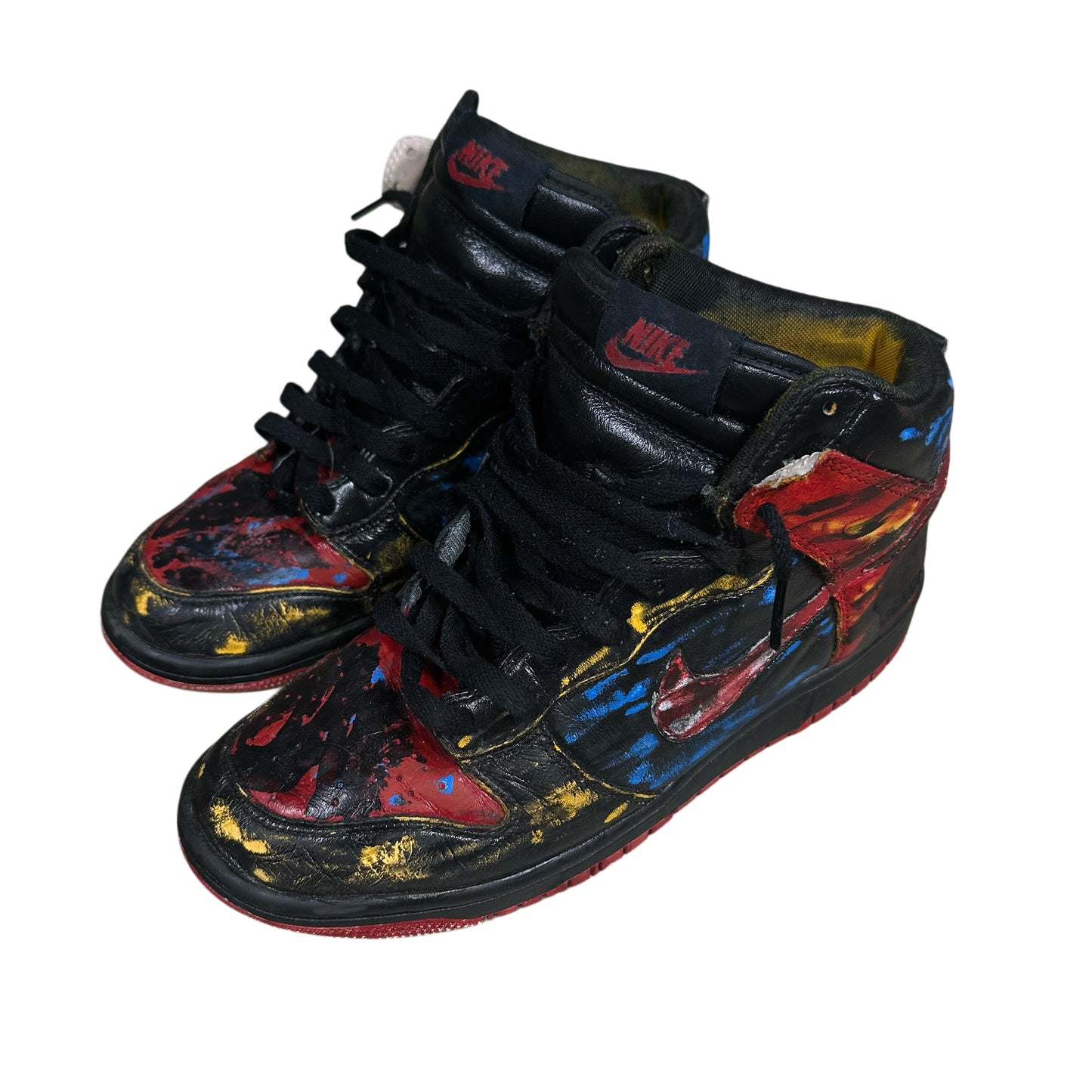 DISTRESSED WORN OUT PAINTED HIGH TOP SHOES