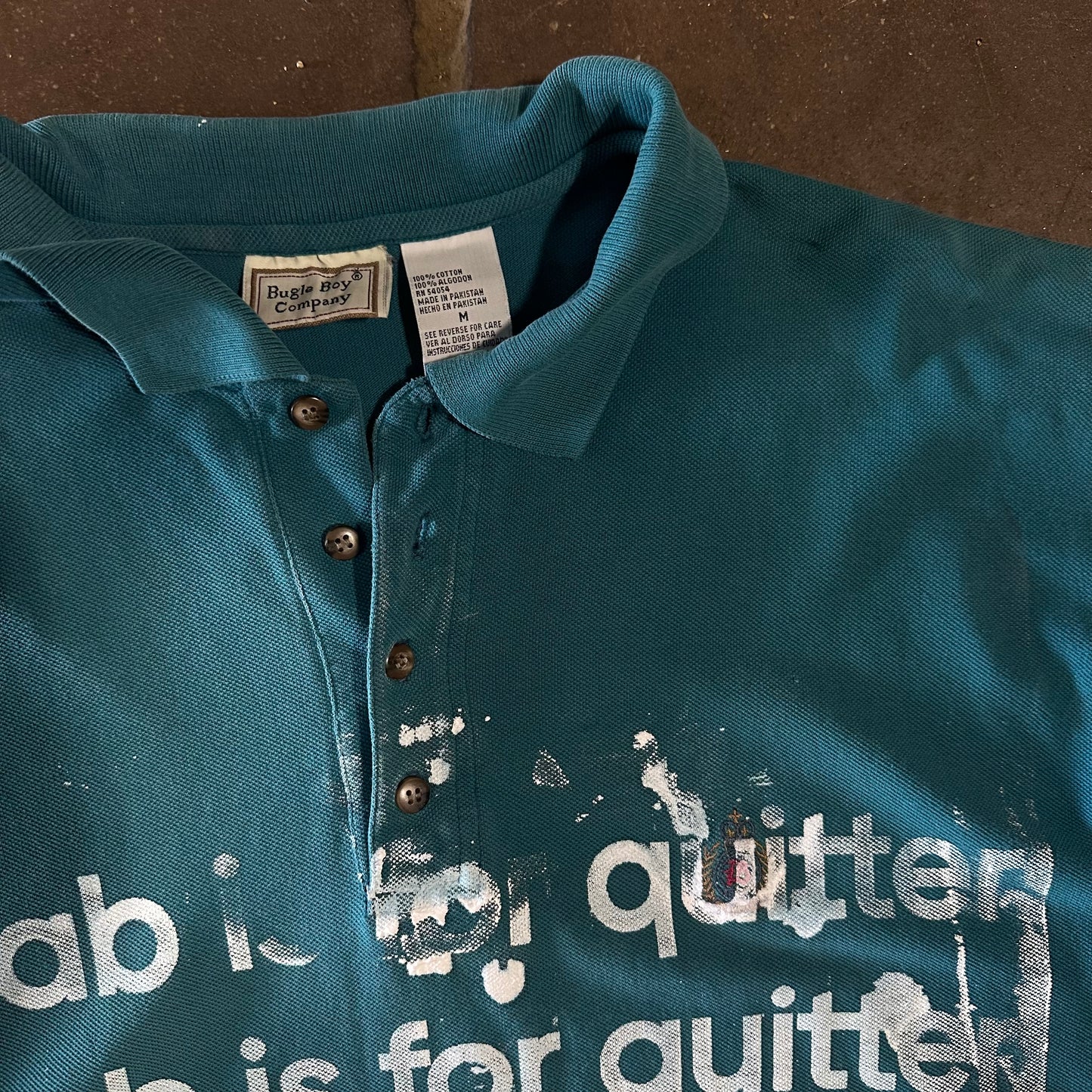 VINTAGE 90s TEAL REHAB IS FOR QUITTERS POLO