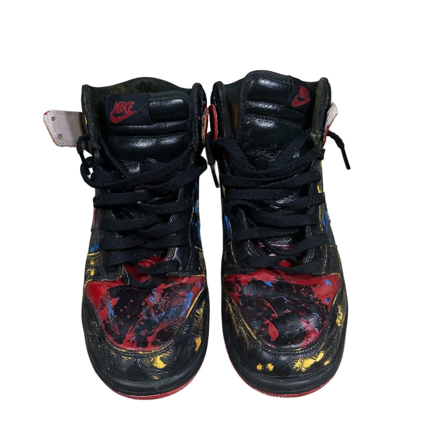 DISTRESSED WORN OUT PAINTED HIGH TOP SHOES