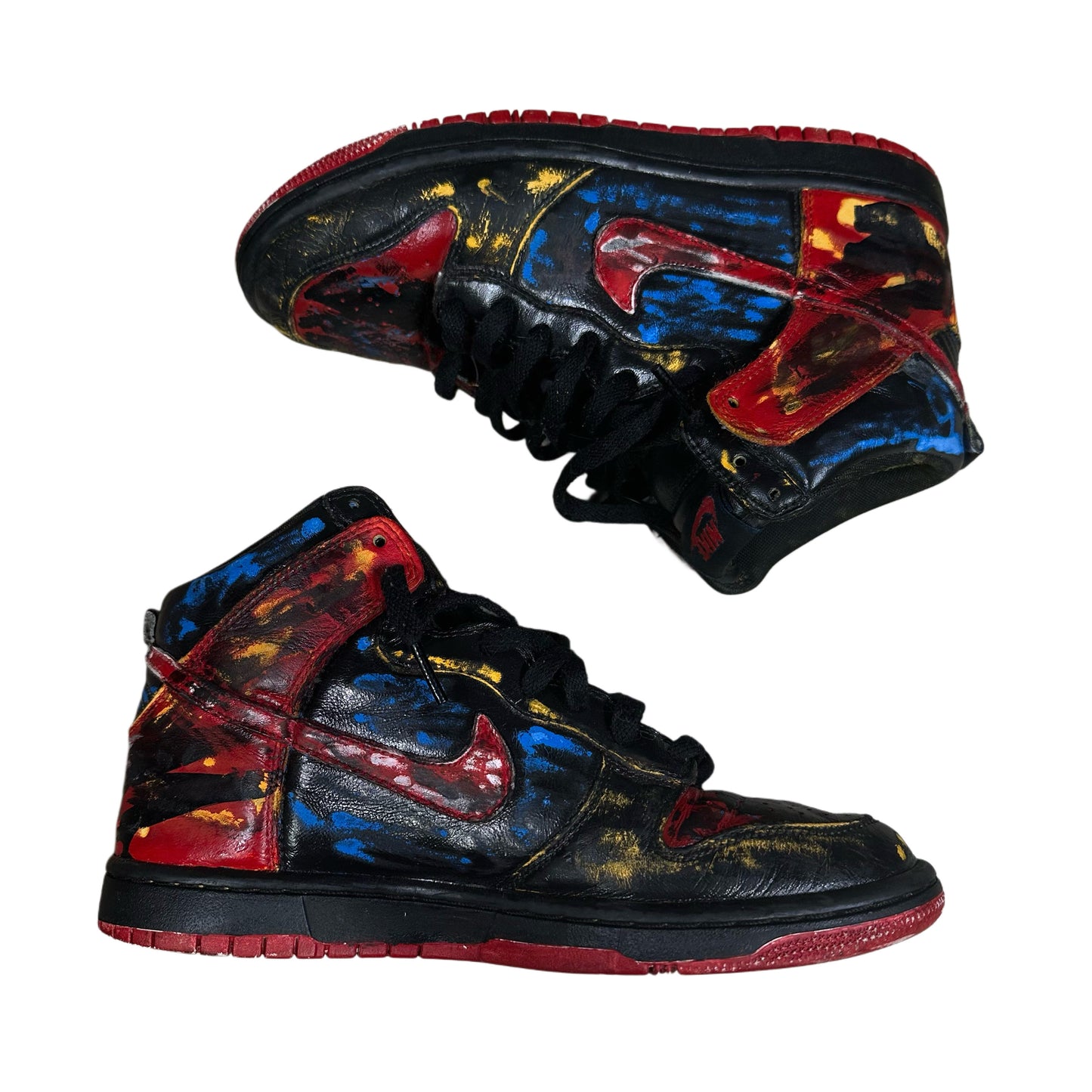 DISTRESSED WORN OUT PAINTED HIGH TOP SHOES