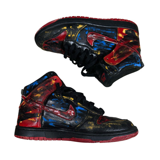 DISTRESSED WORN OUT PAINTED HIGH TOP SHOES