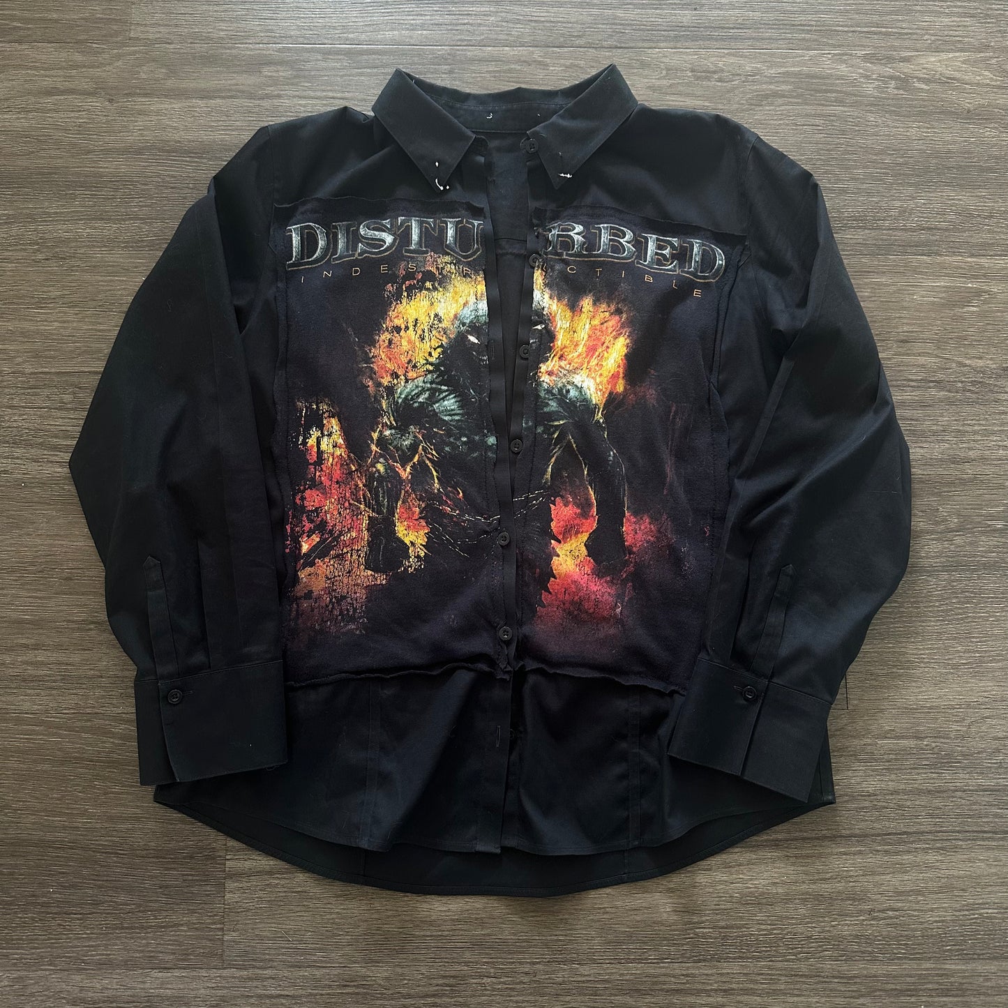 2008 DISTURBED PIERCED BUTTON UP