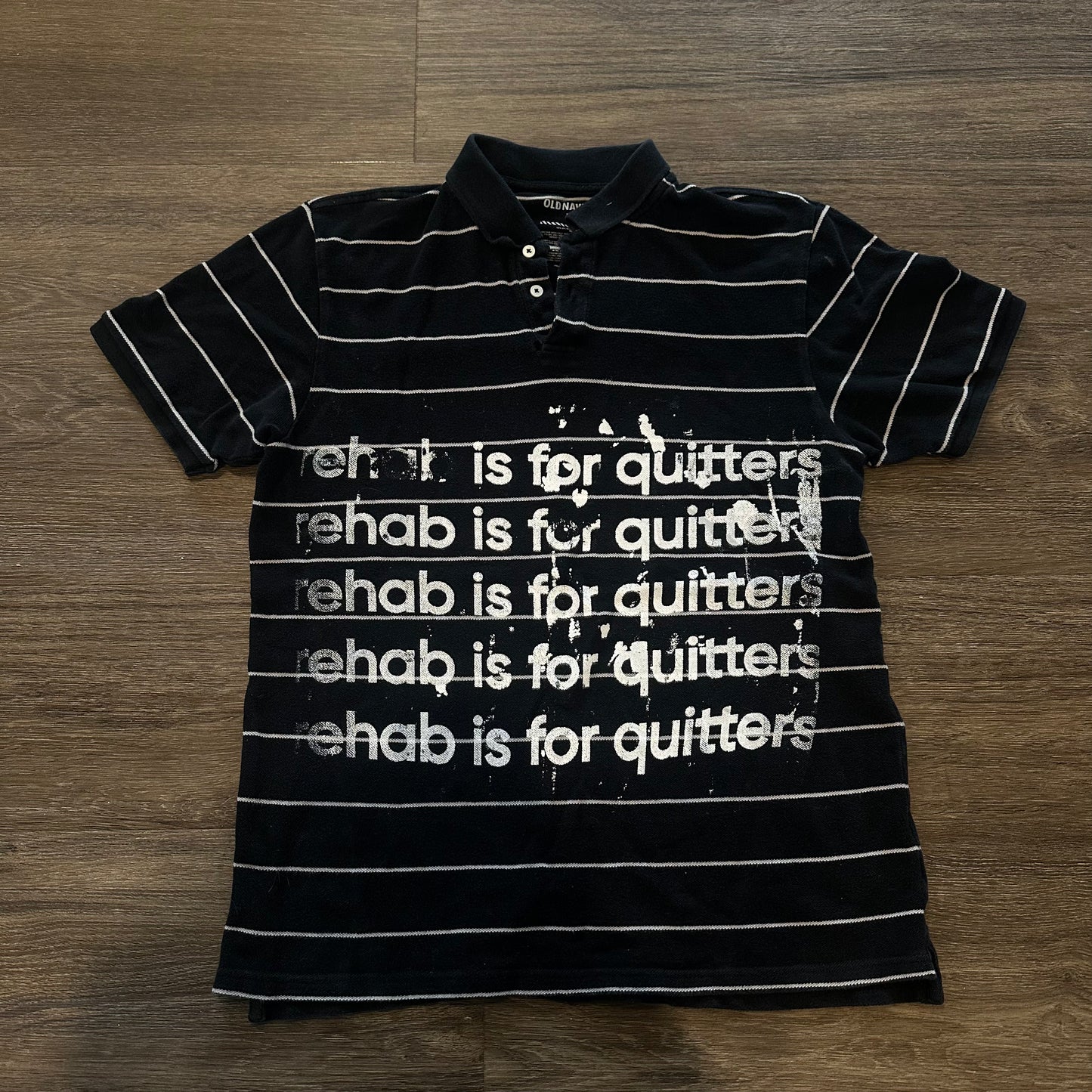 BLACK AND WHITE REHAB IS FOR QUITTERS POLO