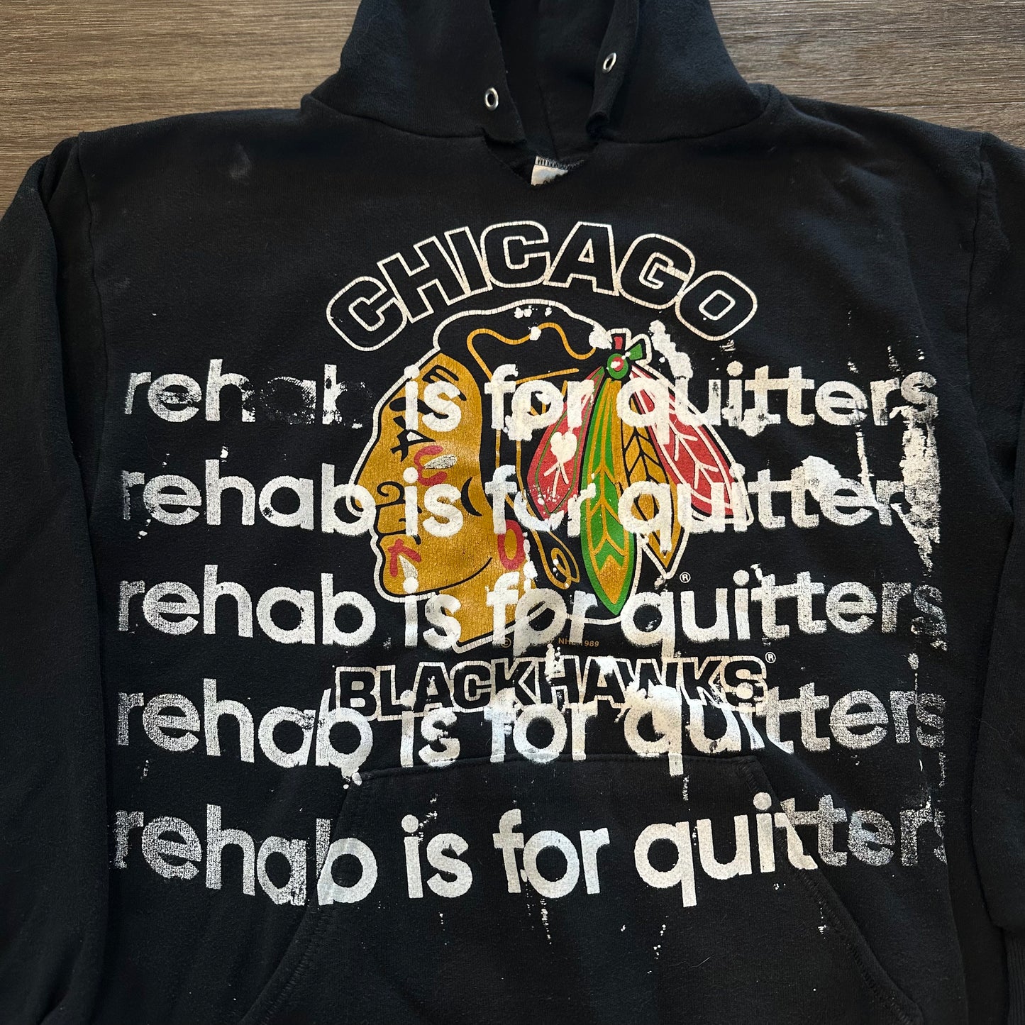 1989 CHICAGO REHAB IS FOR QUITTERS HOODIE