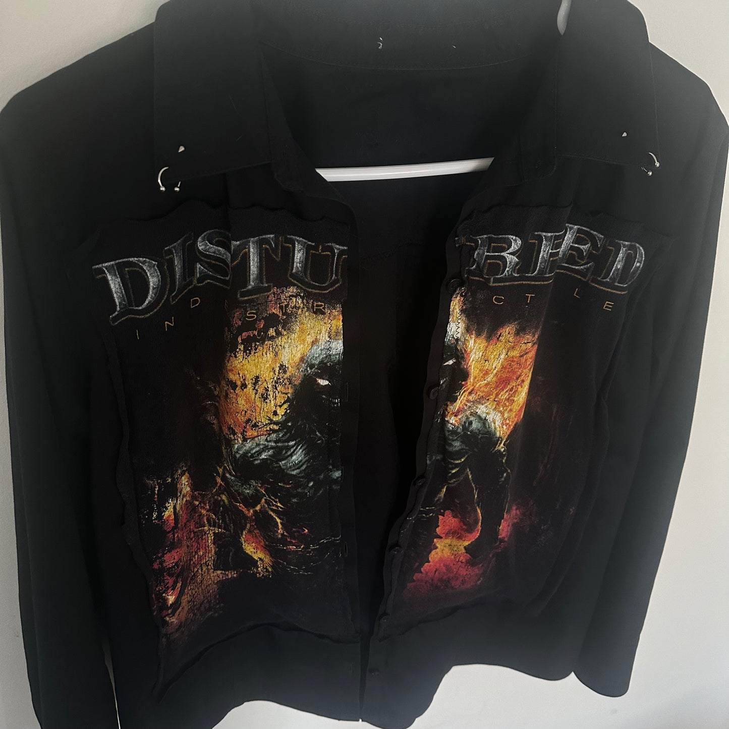 2008 DISTURBED PIERCED BUTTON UP