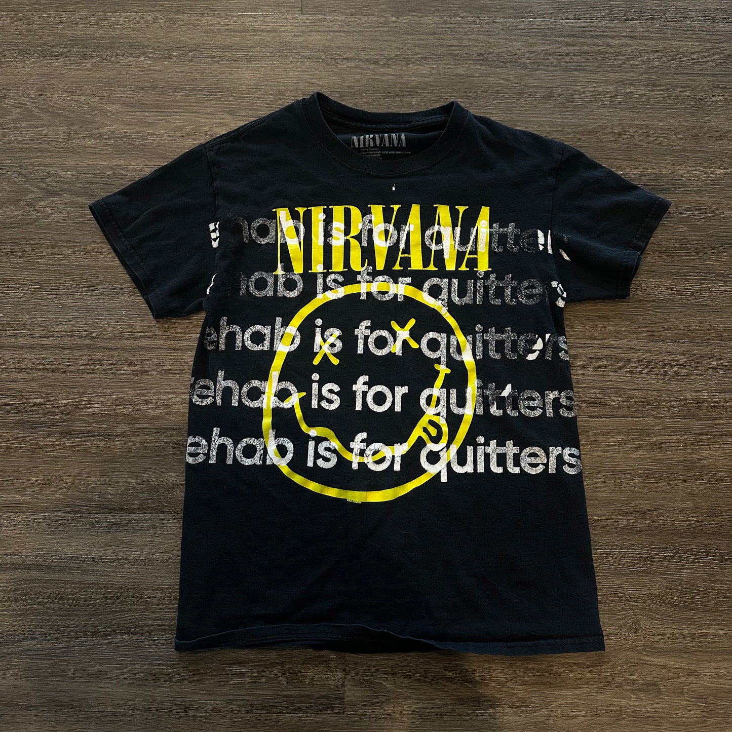 NIRVANA REHAB IS FOR QUITTERS SMILE FACE TEE