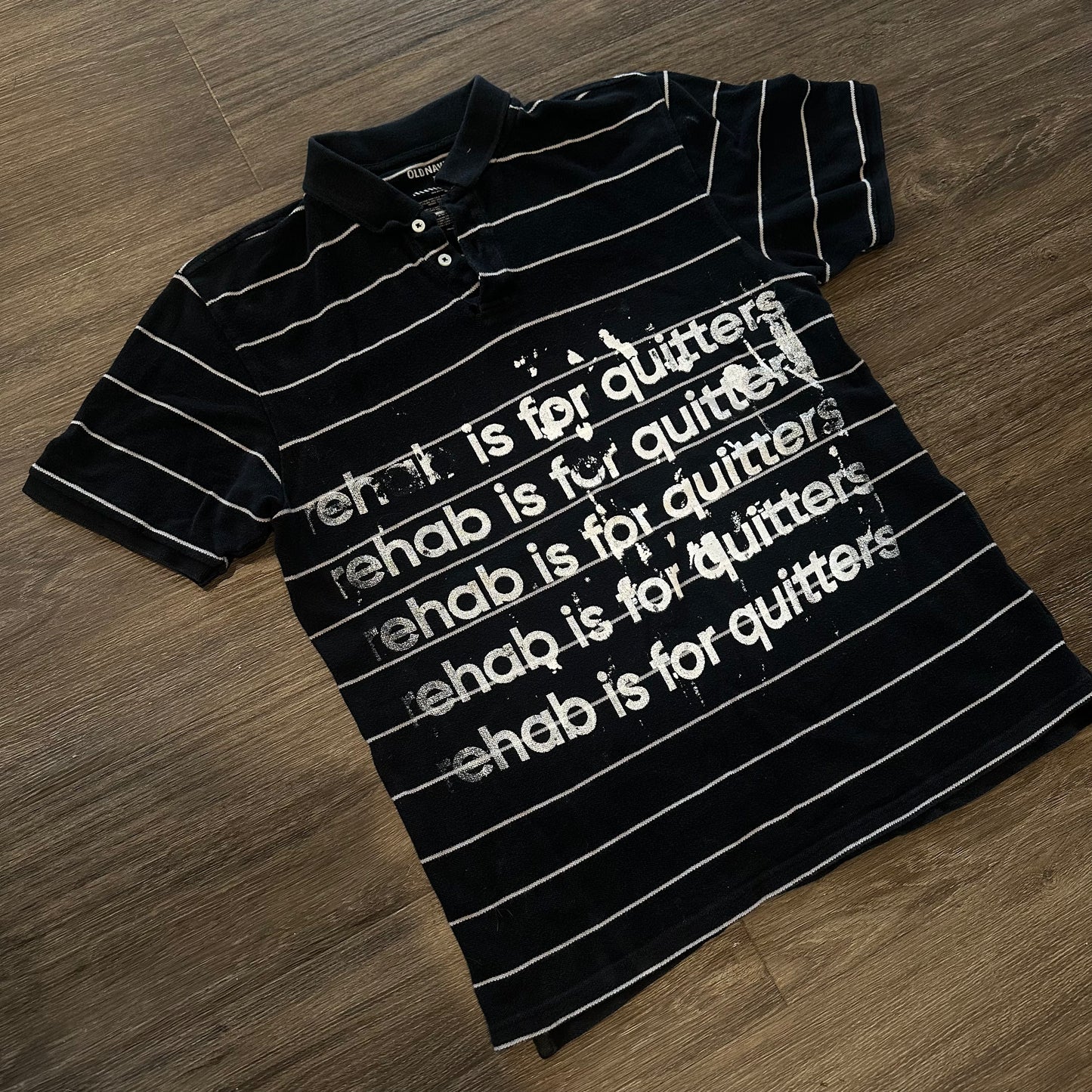 BLACK AND WHITE REHAB IS FOR QUITTERS POLO
