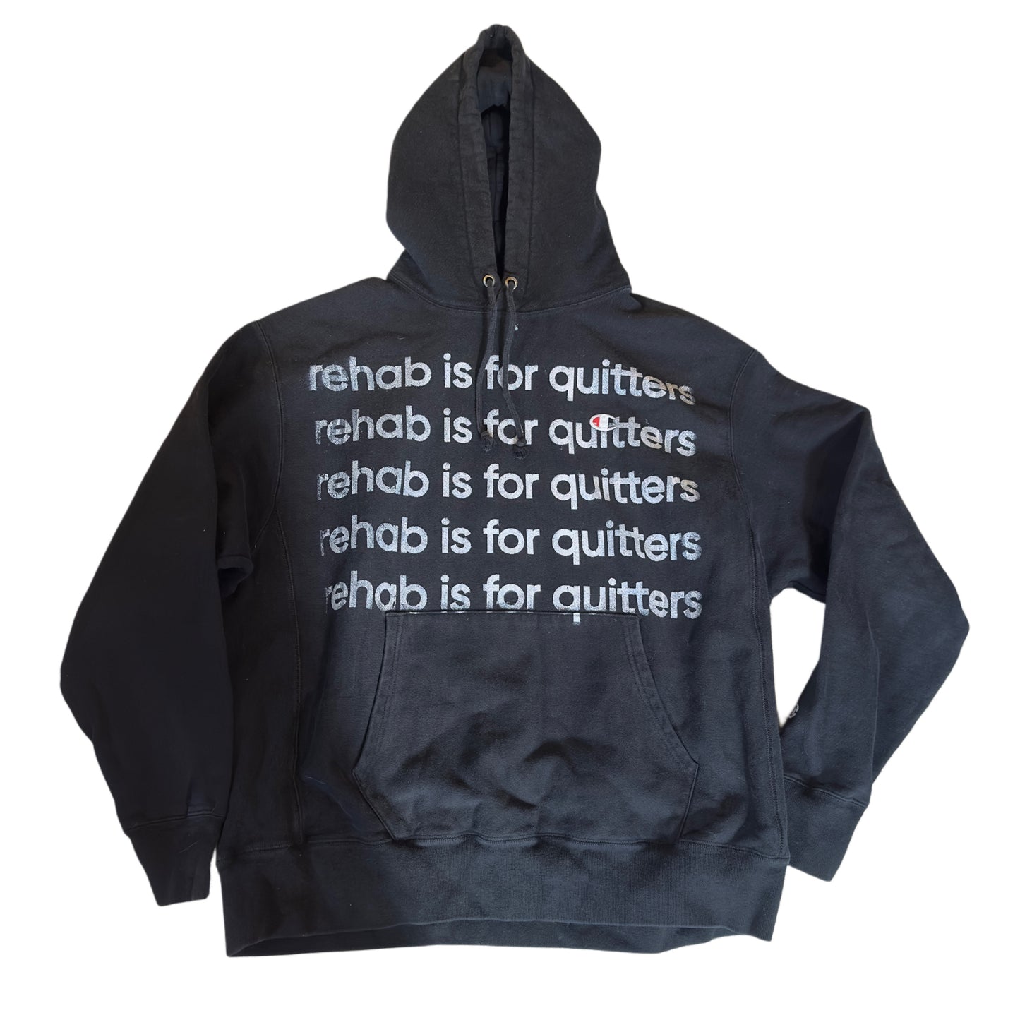 REHAB IS FOR QUITTERS REVERSE WEAVE black HOODIE