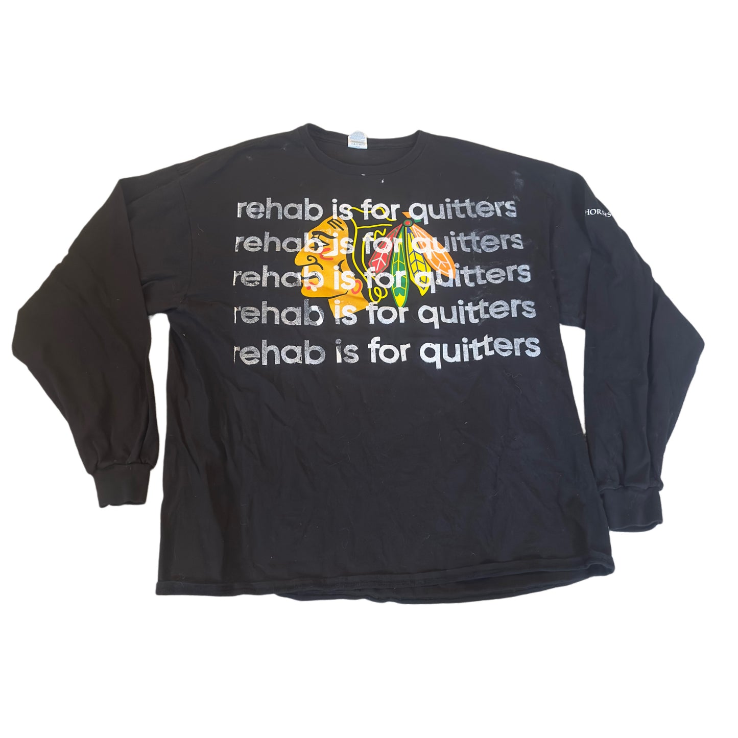 BLACKHAWKS HOCKEY REHAB IS FOR QUITTERS LONG SLEEVE TEE