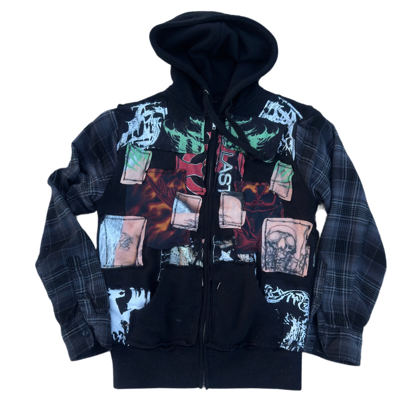 PATCHWORK FLANNEL HOODIE