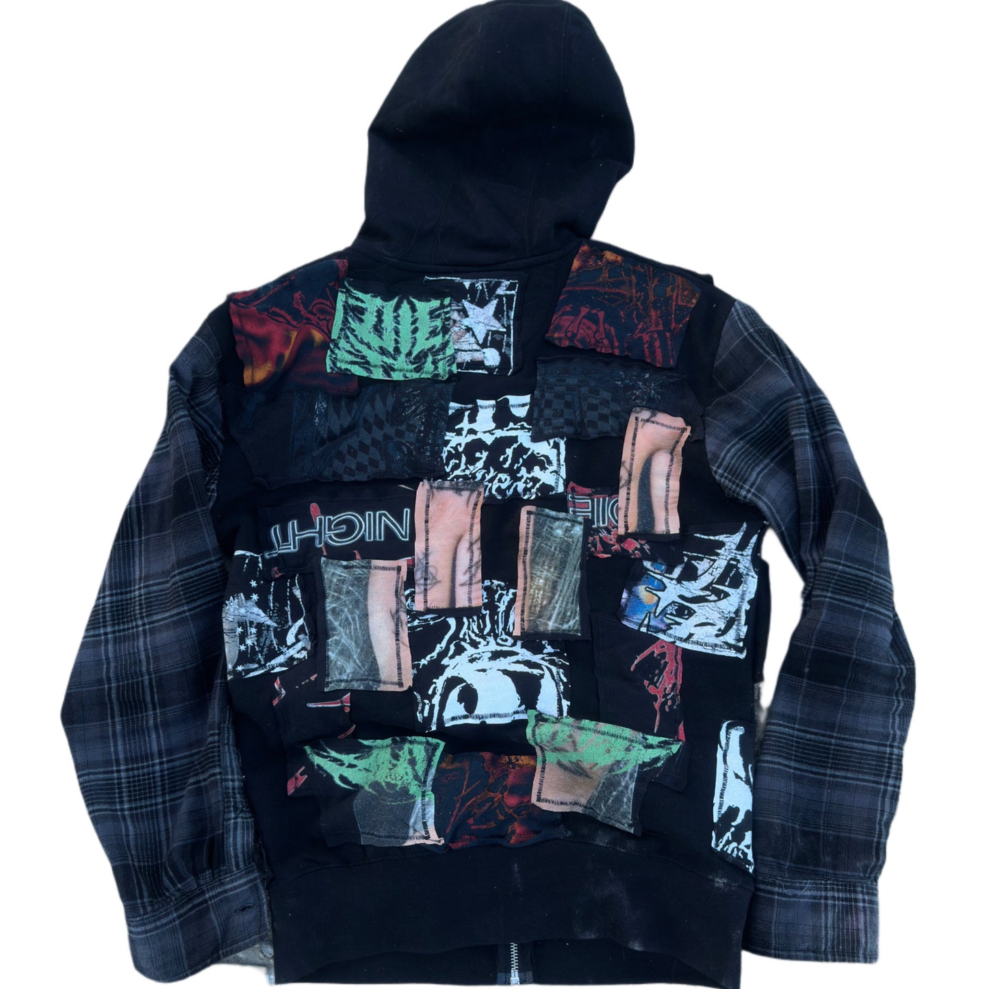 PATCHWORK FLANNEL HOODIE