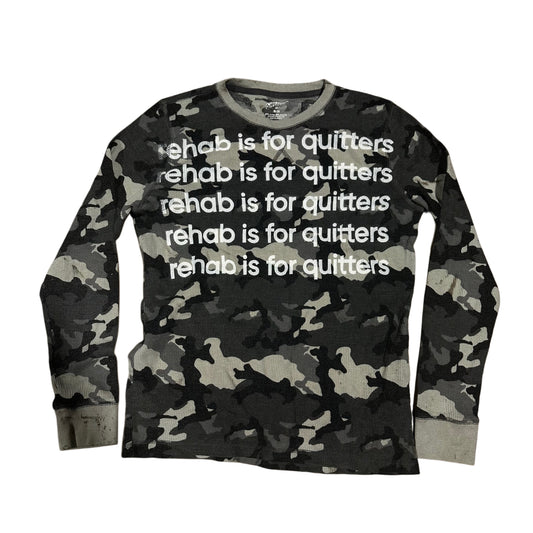 YOUTH BLACK CAMO REHAB IS FOR QUITTERS THERMAL