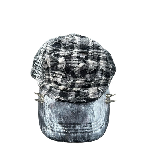 Black and white spike flannel hat