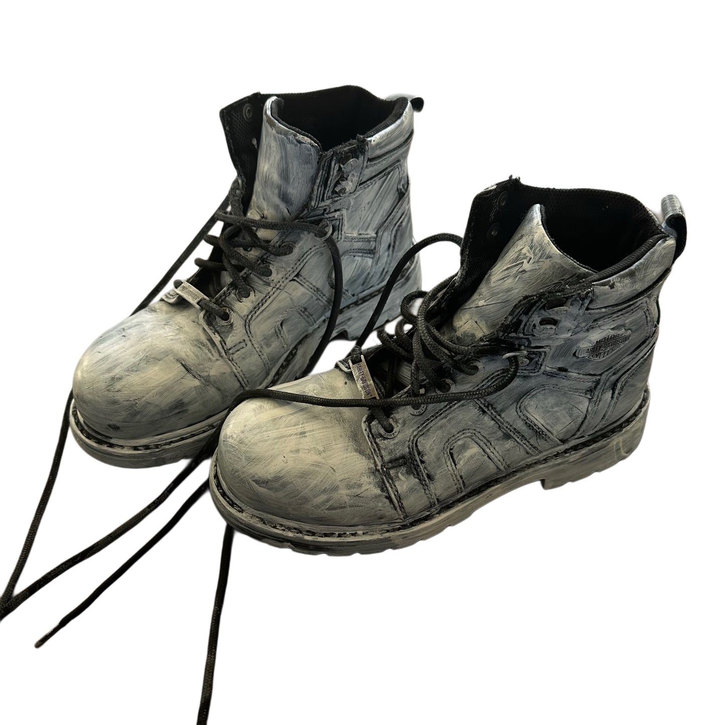 PAINTED WHITE LEATHER HARLEY BOOTS