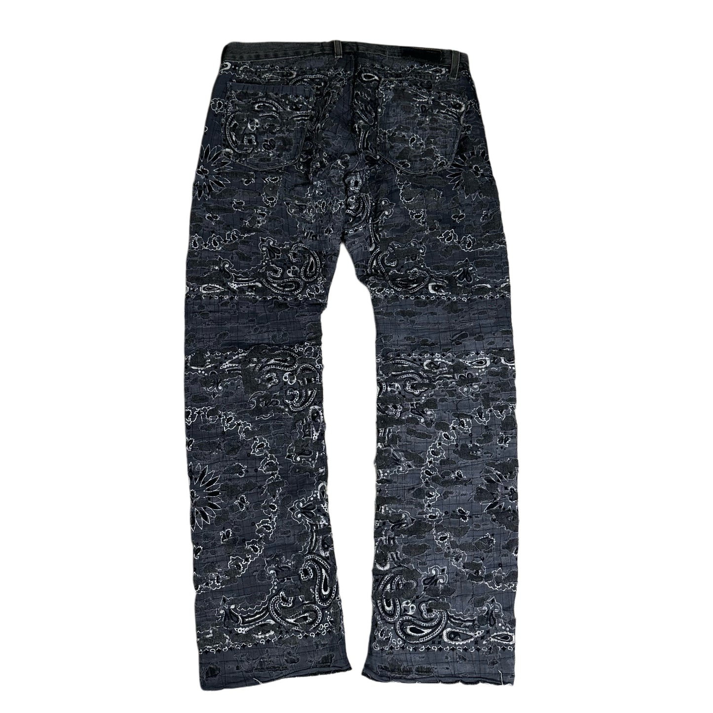 GREY BANDANNA DISTRESSED JEANS
