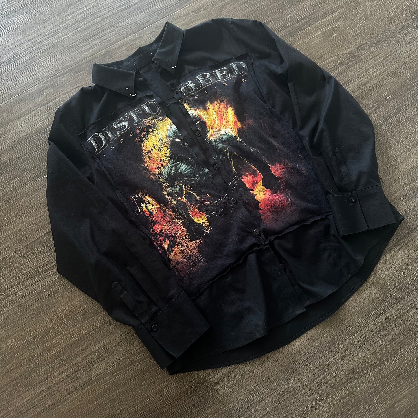 2008 DISTURBED PIERCED BUTTON UP