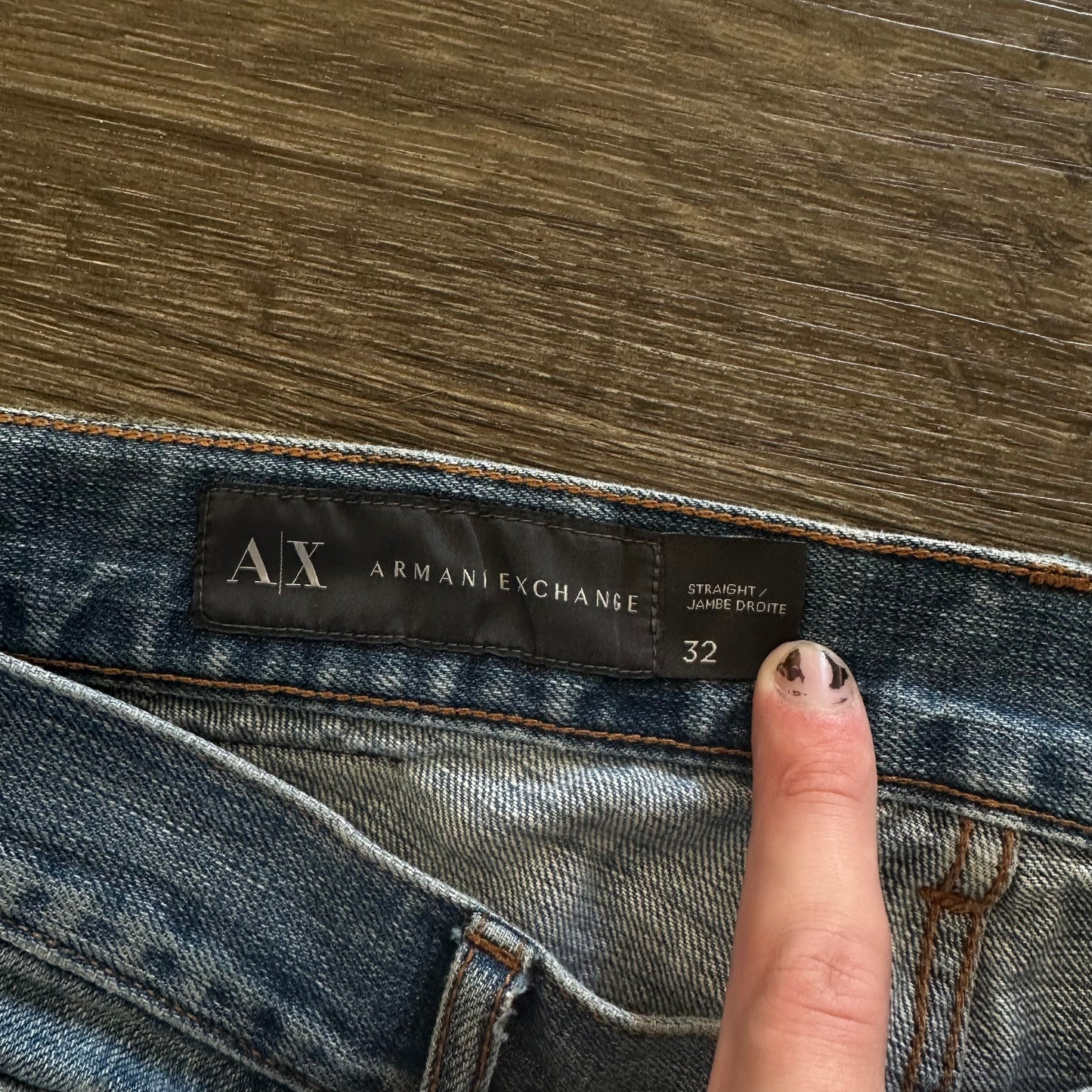 ARMANI EXCHANGE LEOPARD PRINT REPAIRED “X” DENIM