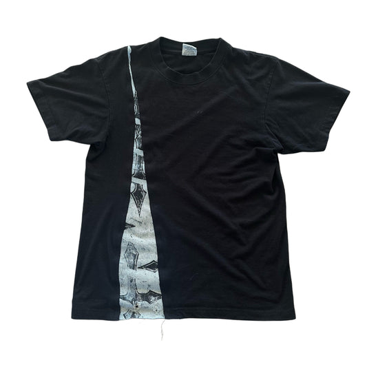 CRACKED DENIM CROSS BLACK TEE