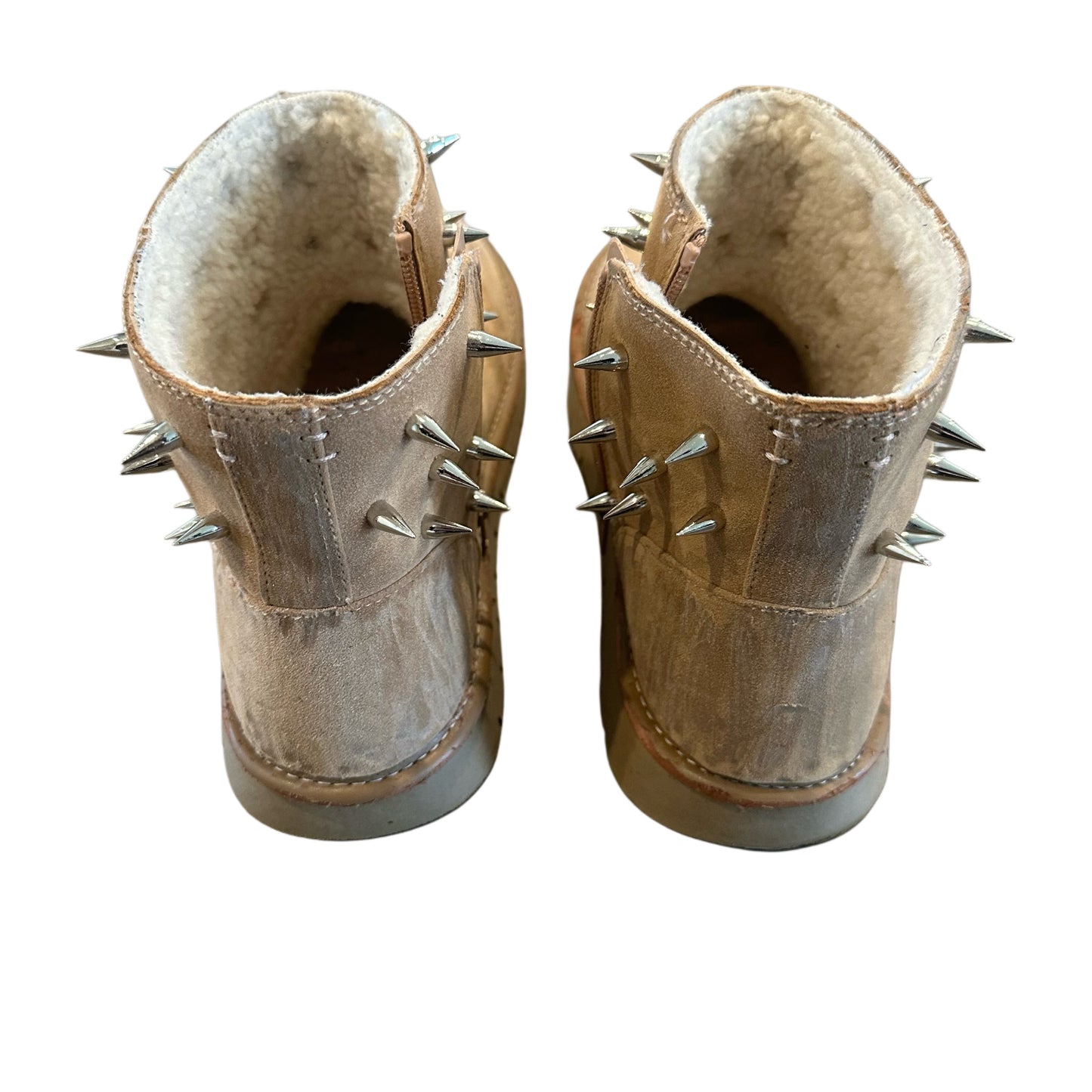 TAN SPIKE ANKLE BOOTS