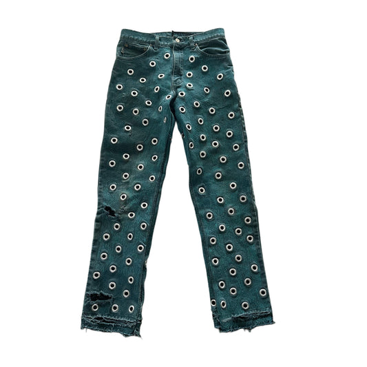 TEAL CARHARTT RECONSTRUCTED GROMMET JEANS