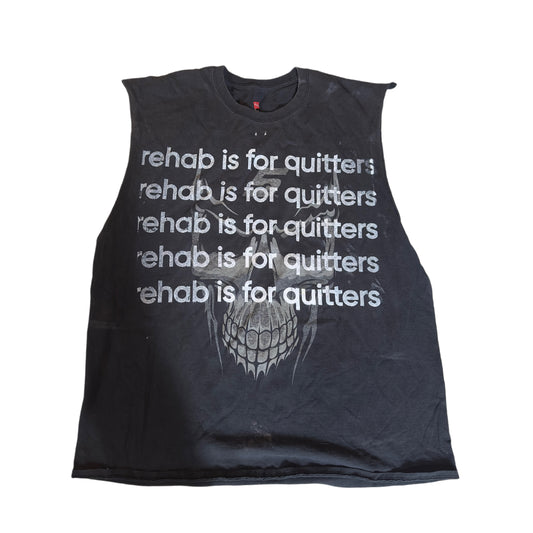 REHAB IS FOR QUITTERS SKULL CUT OFF TEE