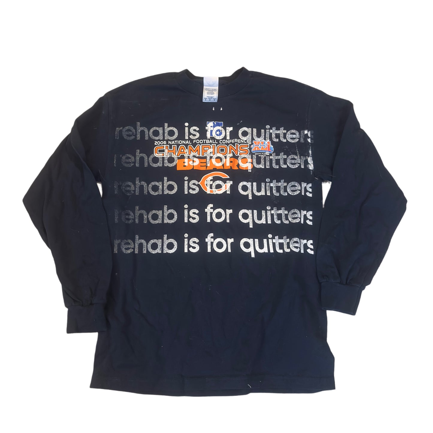 CHICAGO BEARS REHAB IS FOR QUITTERS LONG SLEEVE TEE