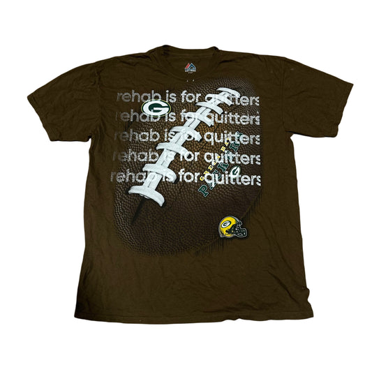 GB PACKERS BROWN REHAB IS FOR QUITTERS FOOTBALL TEE