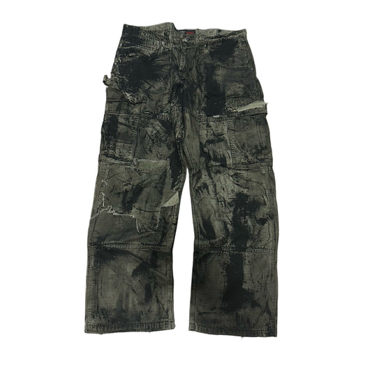 DISTRESSED PAINTED BROWN DOUBLE KNEE CARPENTER PANTS