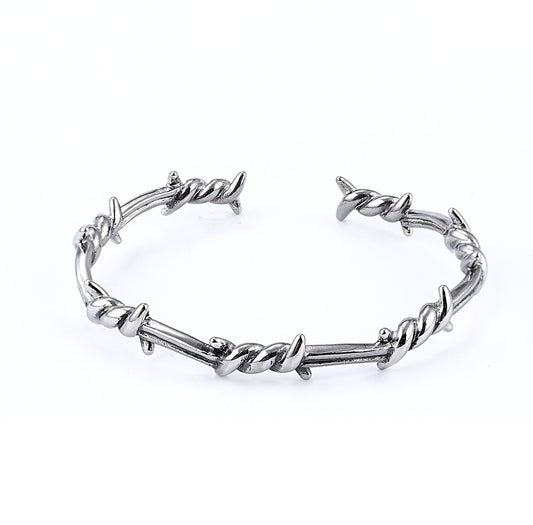 STAINLESS STEEL PUNK GRUNGE BARBED WIRE OSFA BRACELET 