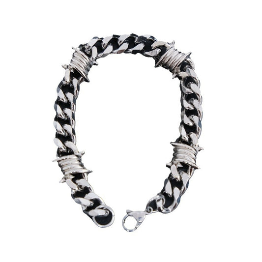 STAINLESS STEEL CUBAN BARBED WIRE BRACELET