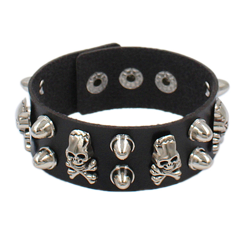 black leather cuff punk grunge bracelet 