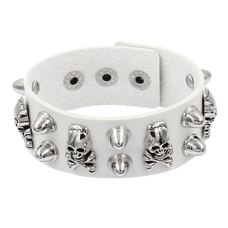 white leather cuff punk grunge bracelet 