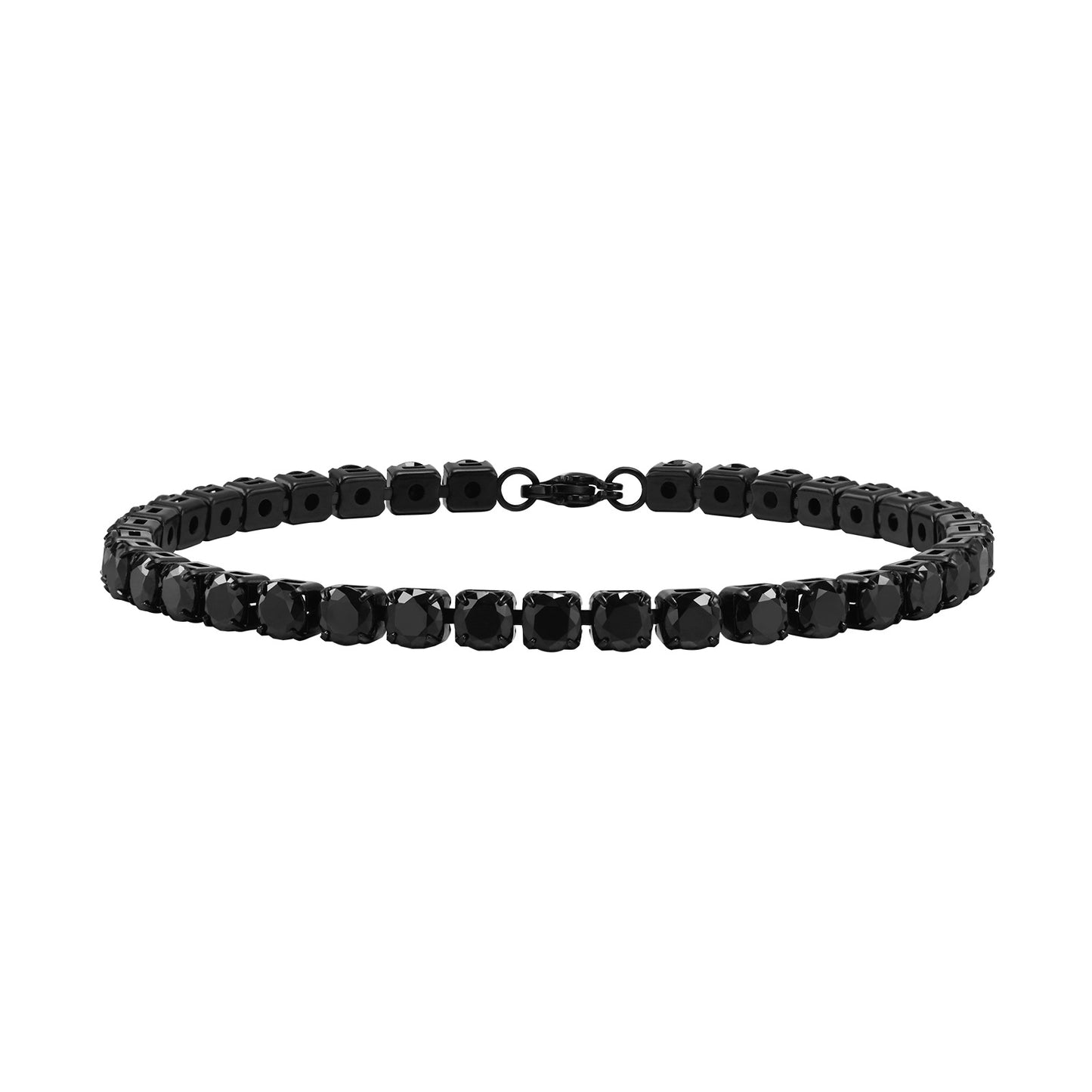 STAINLESS STEEL 5MM BLACK ZIRCON TENNIS BRACELET