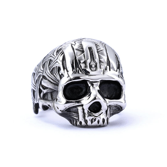 detailed skull stainless steel ring 