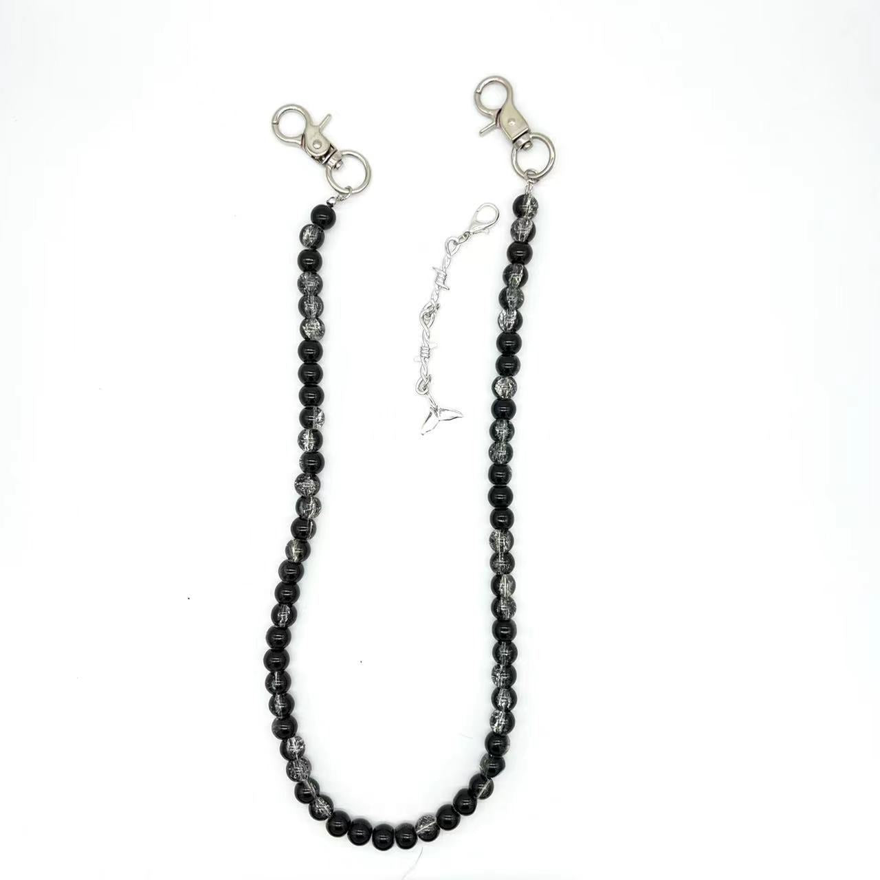 black beaded pocket wallet chain