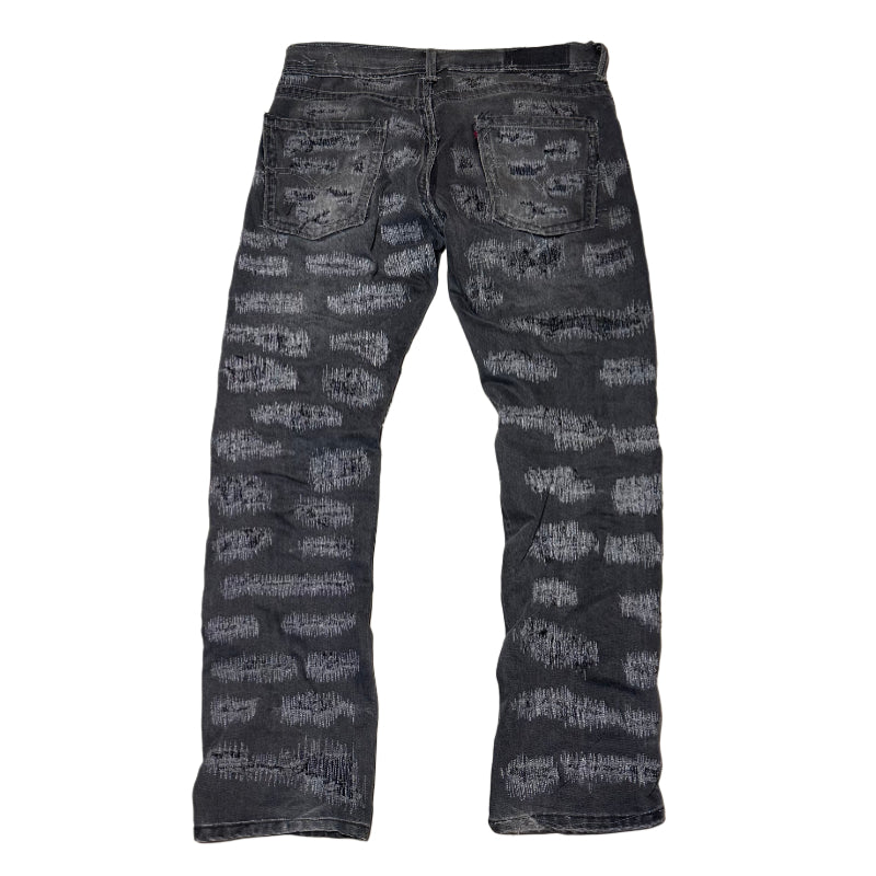 GRUNGE HEAVILY REAPIRED BLACK DENIM JEANS