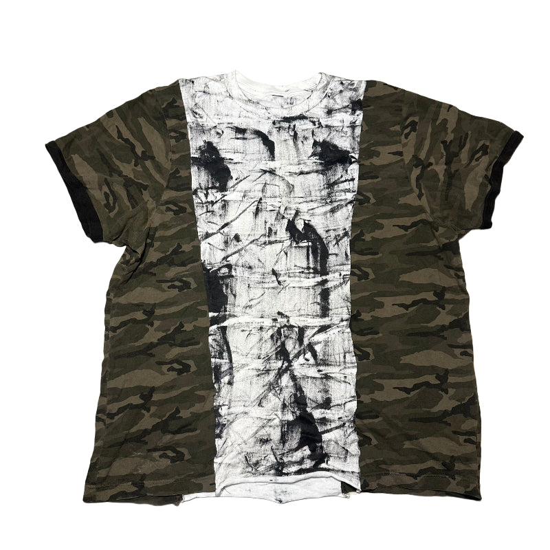 REAPIRED GRUNGE  MULTI CAMO SHIRT 