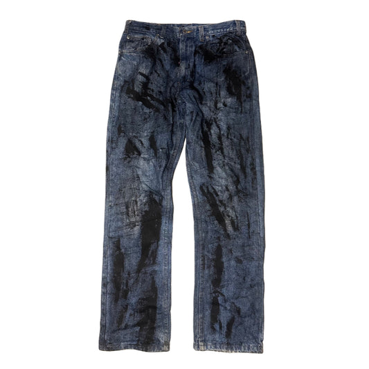 BLUE AND BLACK PAINTER DENIM JEANS