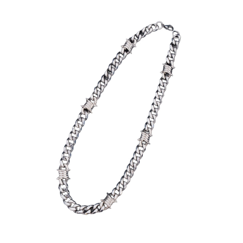 STAINLESS STEEL BARBED WIRE CUBAN CHAIN