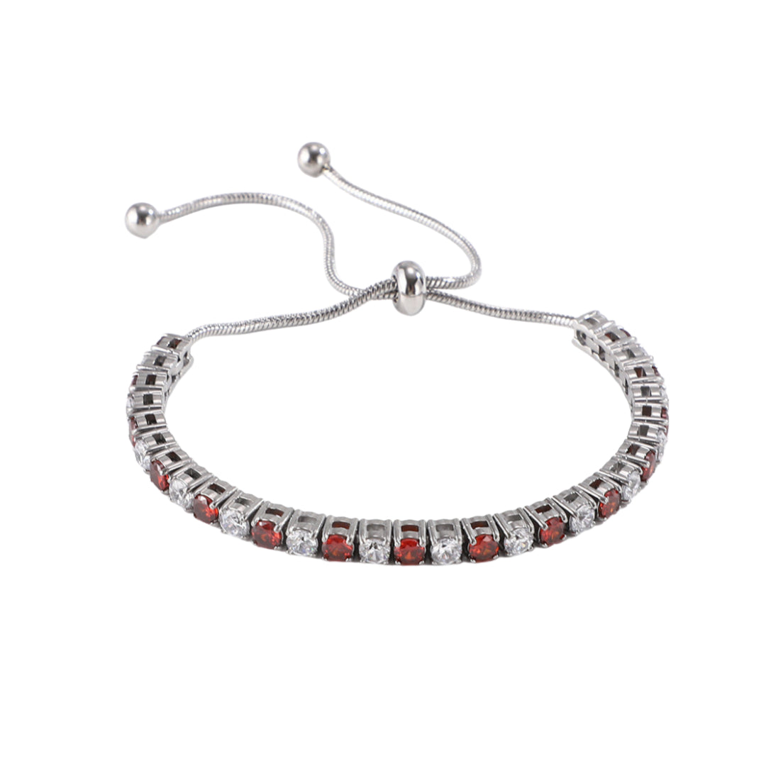 WHITE AND RED ADJUSTABLE BLING BRACELET