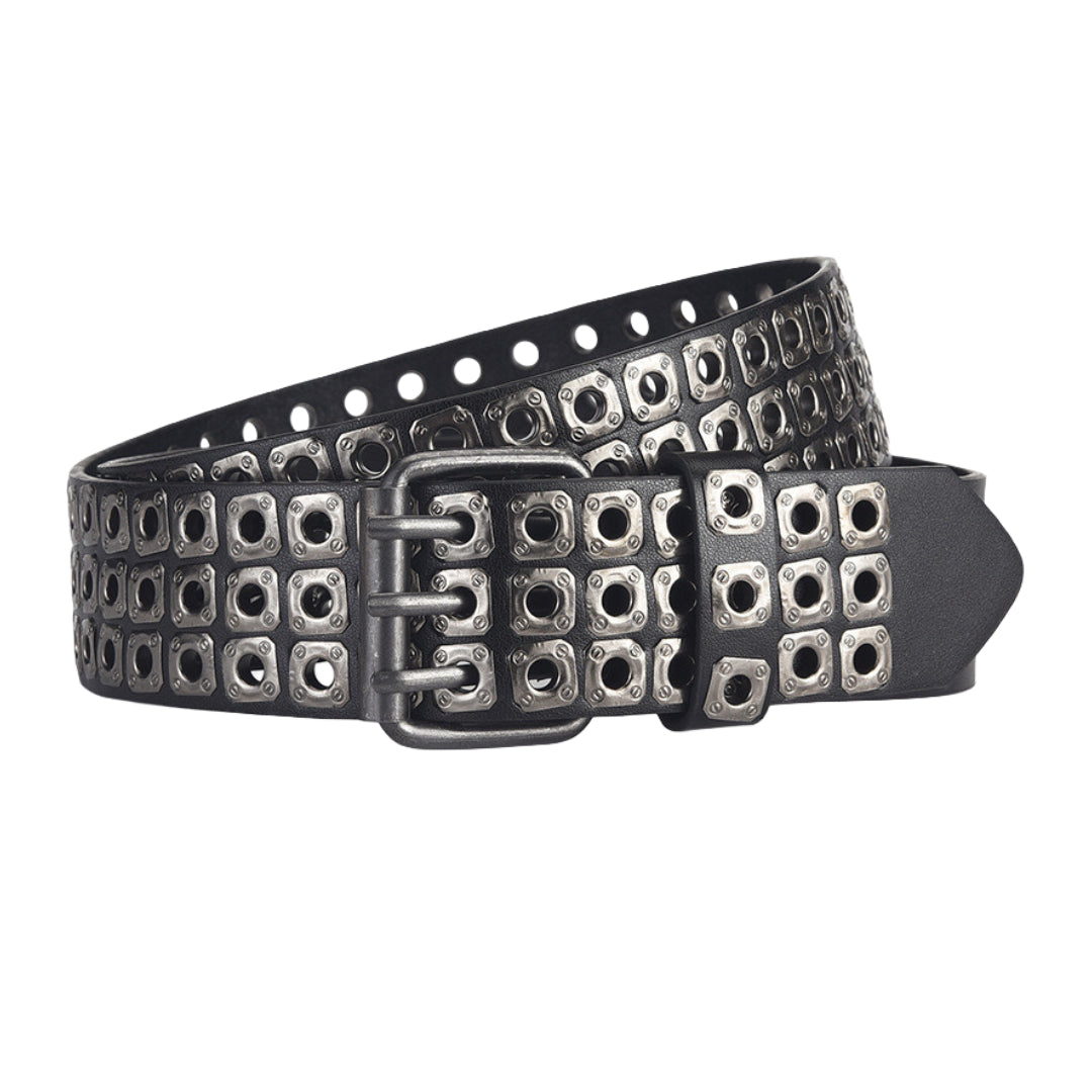 punk grunge black and silver rivet belt 