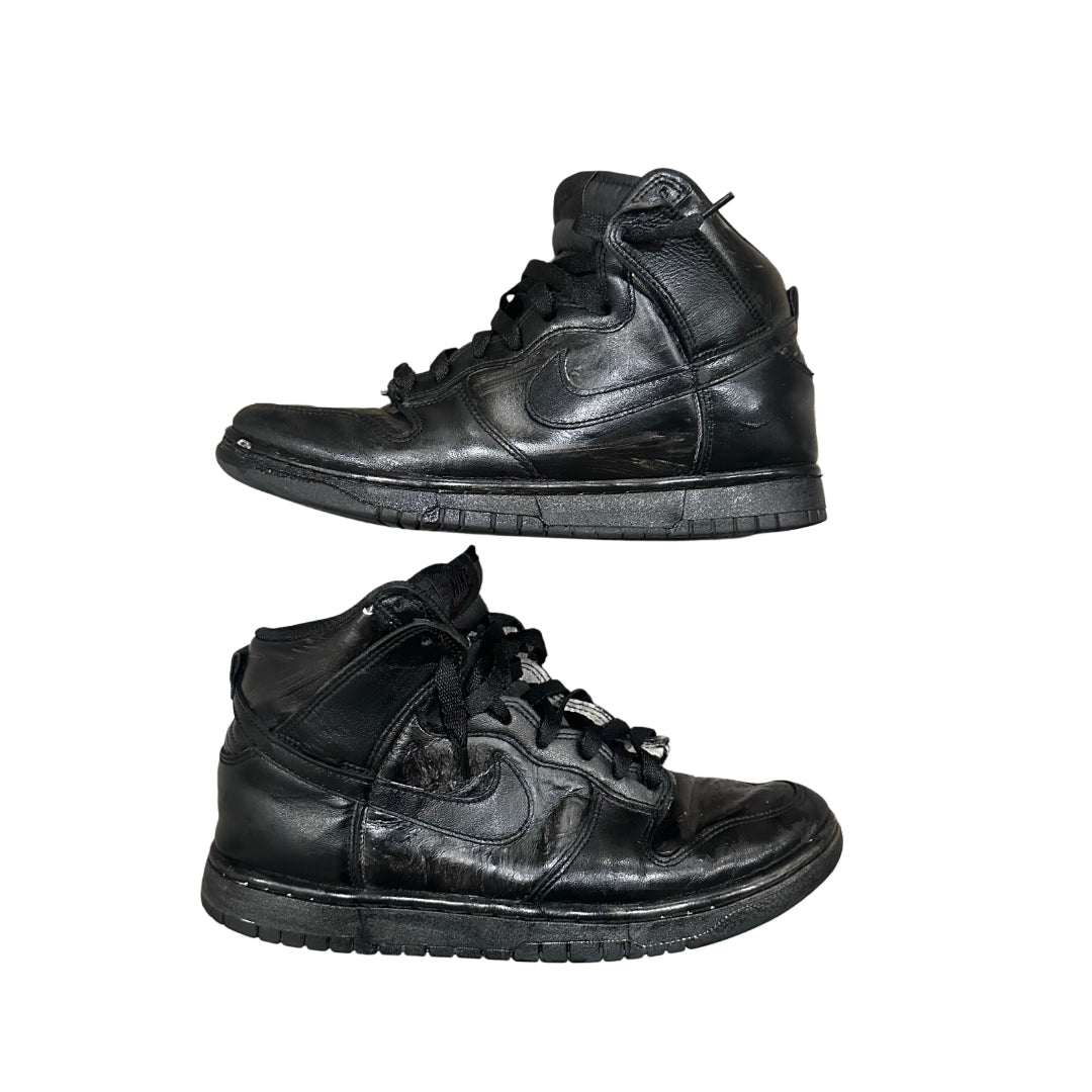 black painted grunge nike dunk side view 